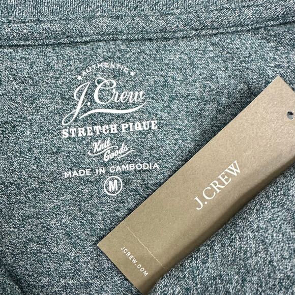 J. Crew Stretch piqué polo shirt in Marled Hunter Size Medium New NWT - Picture 7 of 13
